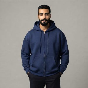 سويت شيرت رجالي إسفنجي بسوستة ودابل كابيشو (قالب تصميم فريد من DEEP)